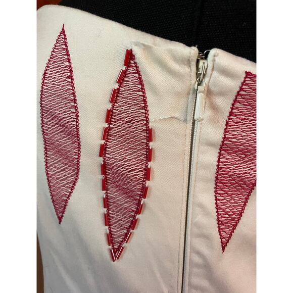 Coast Hand Beaded Cotton Blend White Strapless Tube Dress sz 8 - Picture 7 of 10